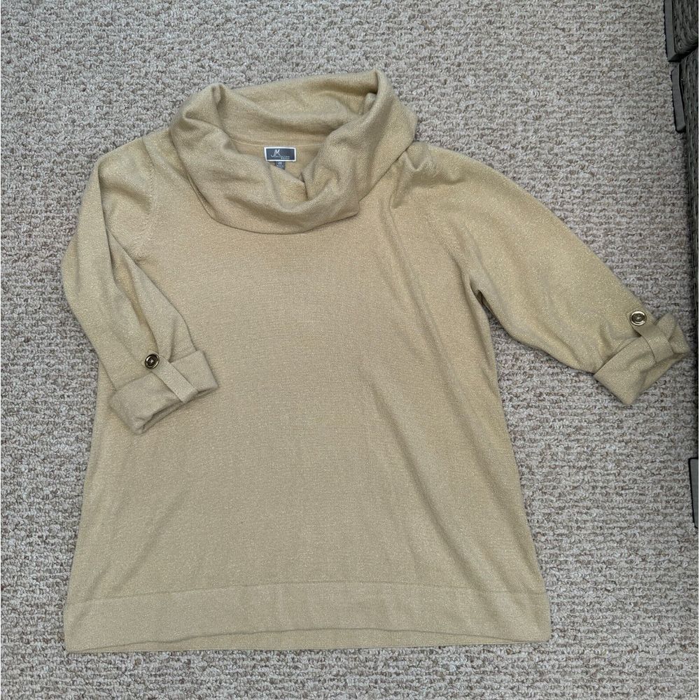 JM Collection Gold turtleβ neck top Gold 2X